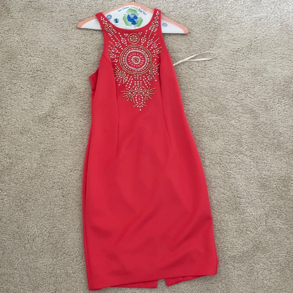 Coral cocktail dress